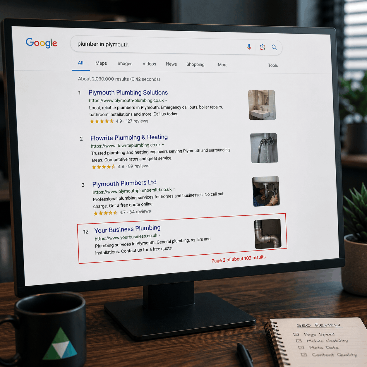 Website dashboard and technical health review