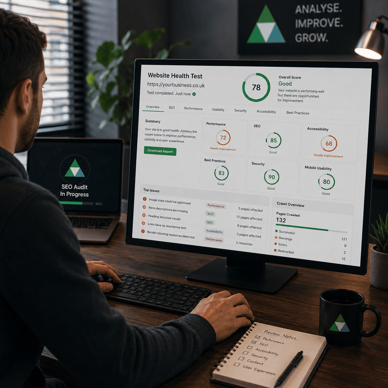 Website health check and technical review showcase